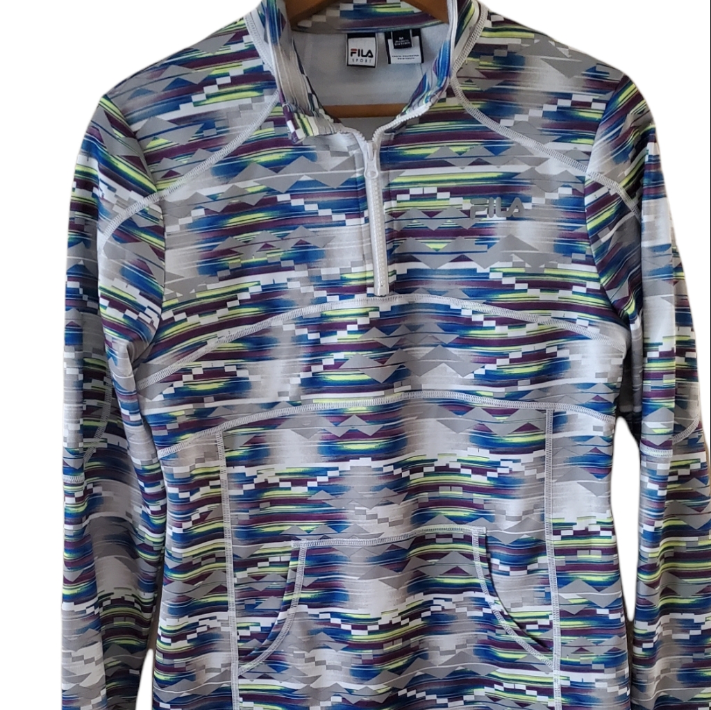 Fila Half Zip Western Print Running Sweatshirt Size M